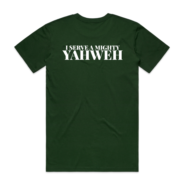 I Serve A Mighty Yahweh BACK Print (Men's T-Shirt)