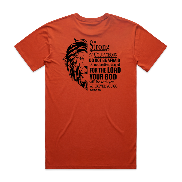 Joshua 1:9 Lion BACK (Men's T-Shirt)