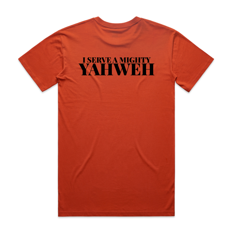 I Serve A Mighty Yahweh BACK Print (Men's T-Shirt)