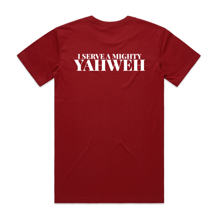 I Serve A Mighty Yahweh BACK Print (Men's T-Shirt)
