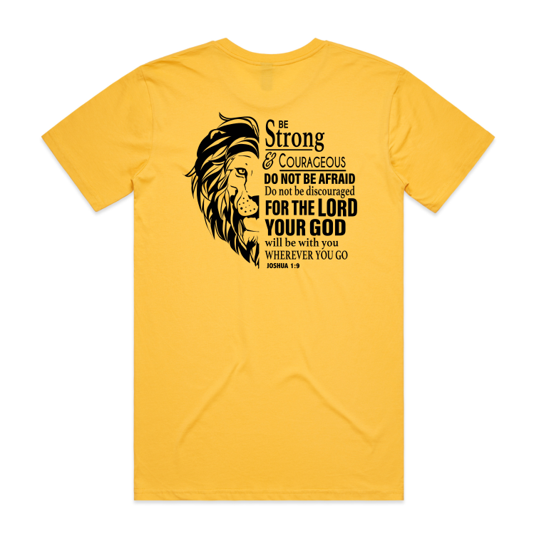 Joshua 1:9 Lion BACK (Men's T-Shirt)