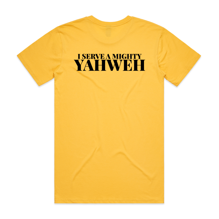 I Serve A Mighty Yahweh BACK Print (Men's T-Shirt)