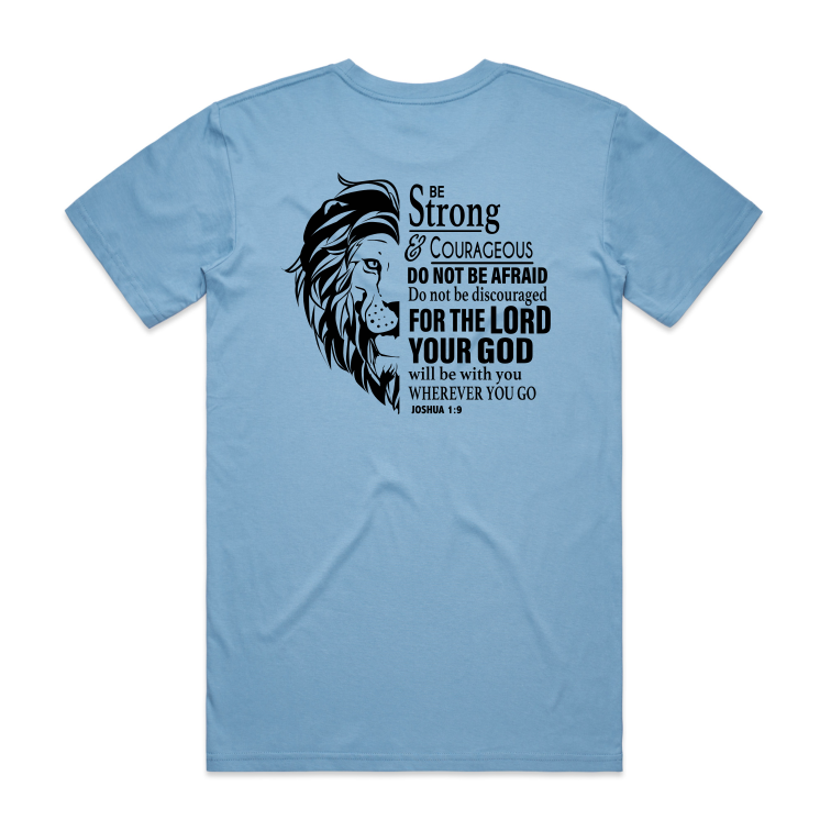 Joshua 1:9 Lion BACK (Men's T-Shirt)