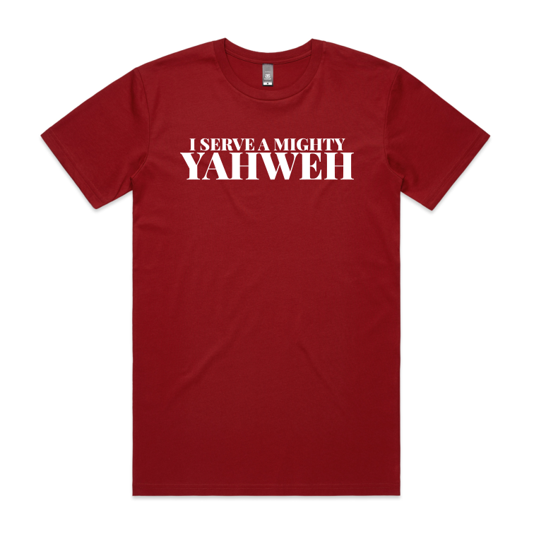 I Serve a Mighty Yahweh (Men's T-Shirt) FRONT