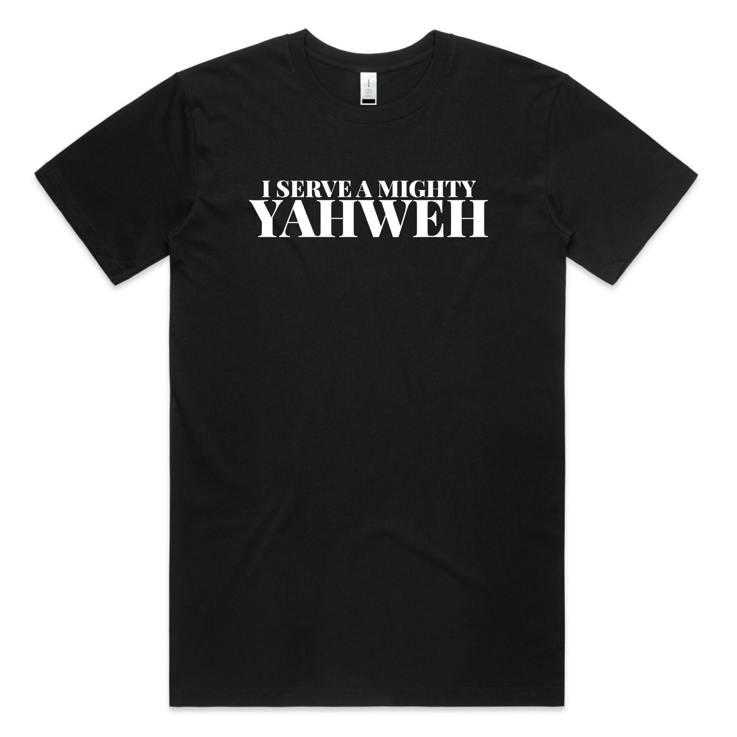 I Serve a Mighty Yahweh (Men's T-Shirt) FRONT