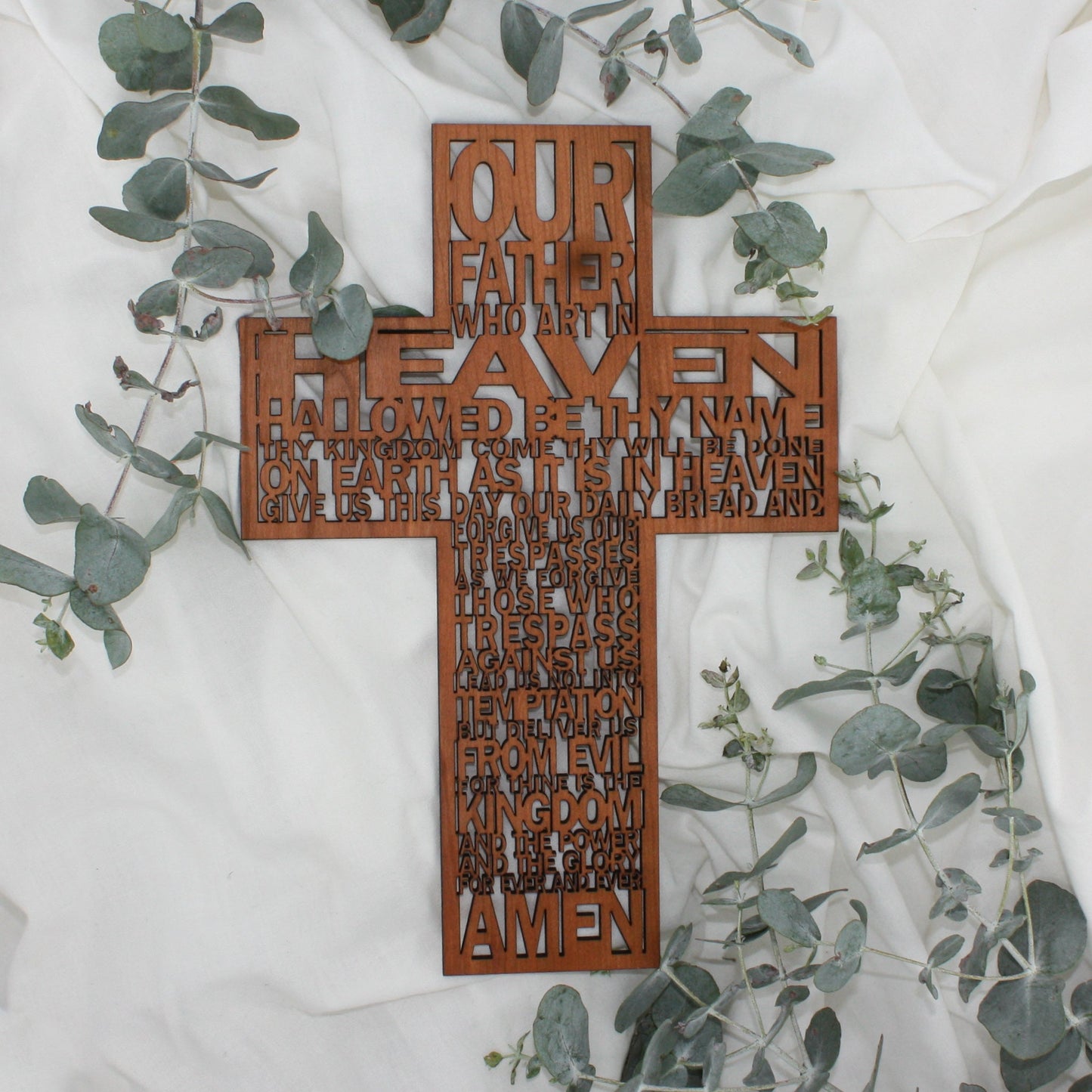 'Our Father' Wooden Lord's Prayer Cross