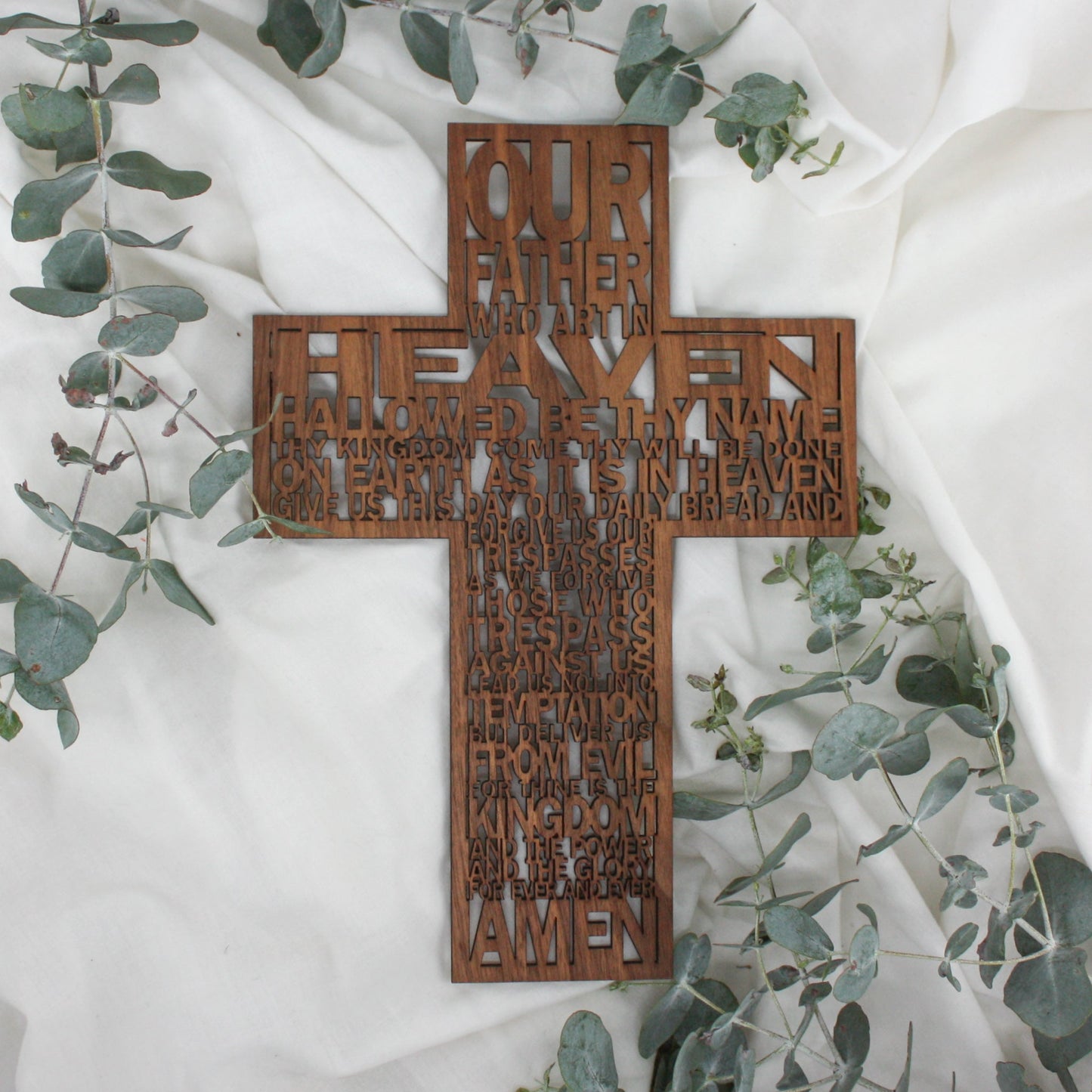 'Our Father' Wooden Lord's Prayer Cross