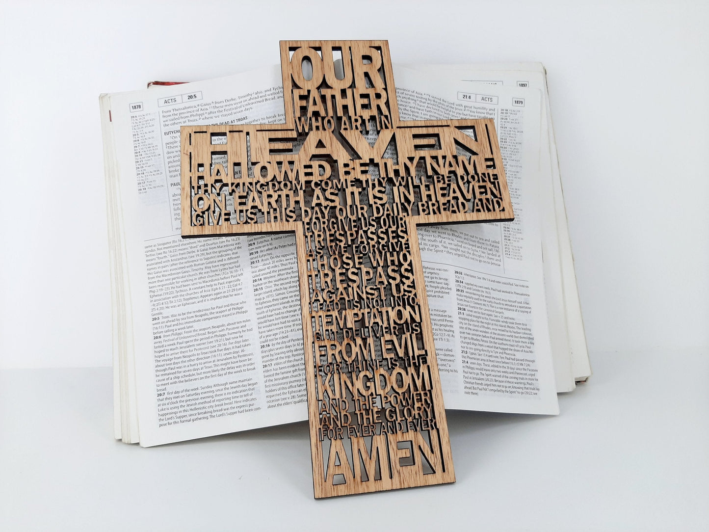'Our Father' Wooden Lord's Prayer Cross