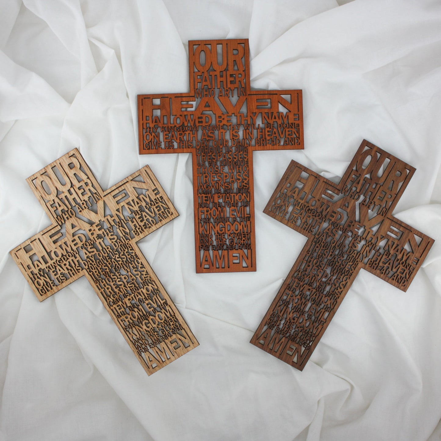 'Our Father' Wooden Lord's Prayer Cross