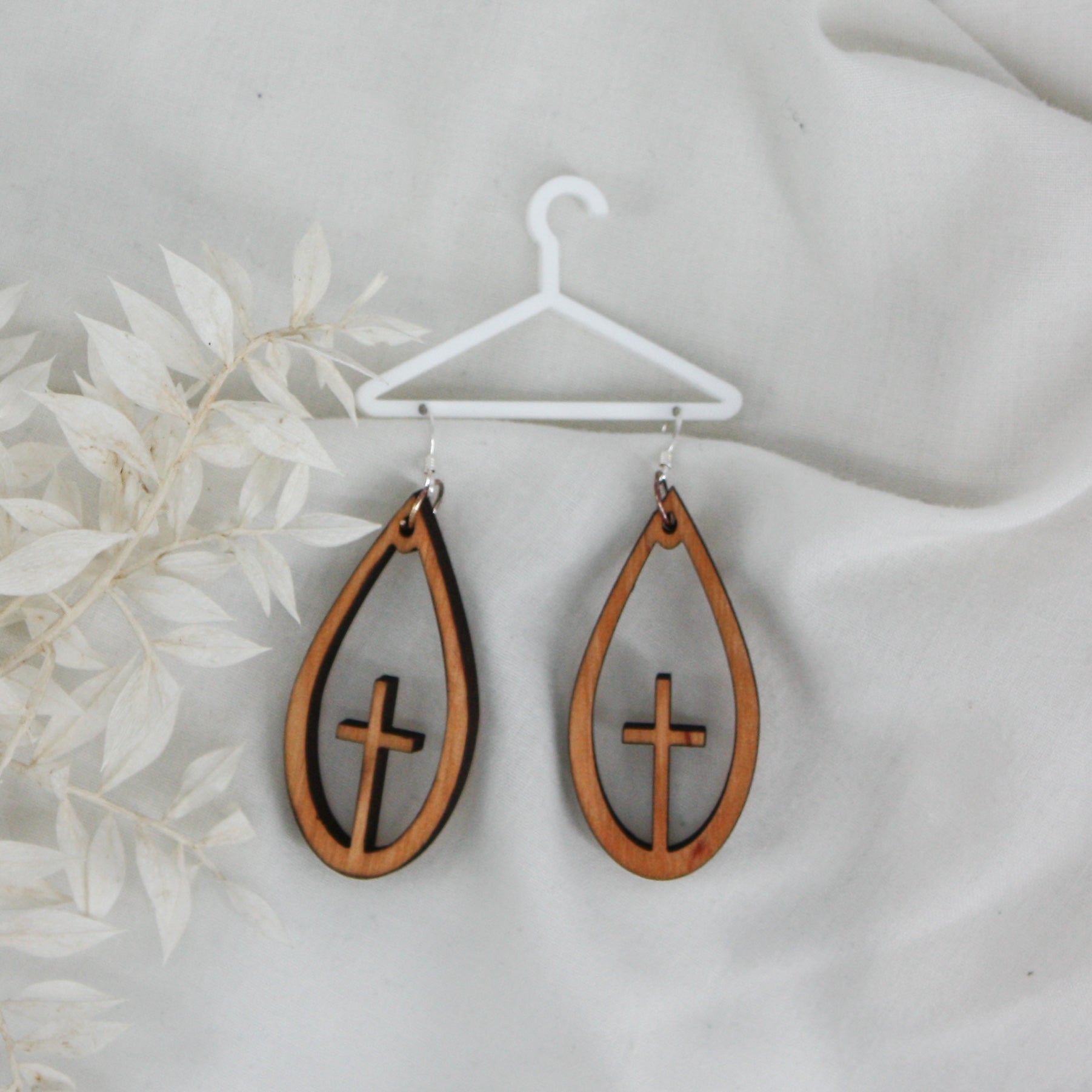 Wooden sales cross earrings