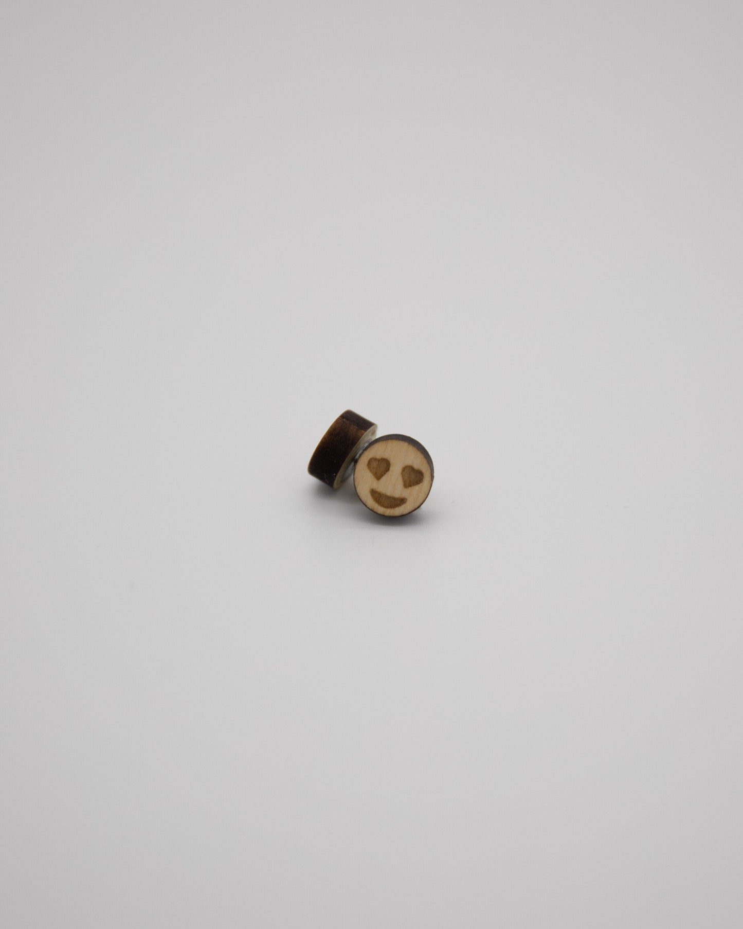 Heart Eyes Wood Earring Stud (12mm)
