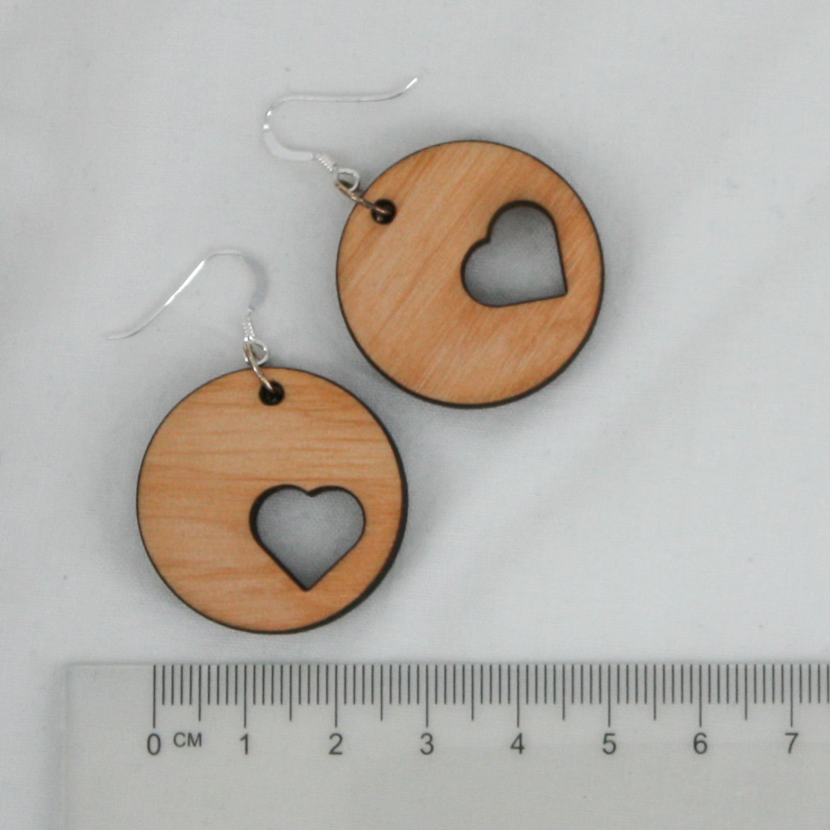 Heart Offset Circle Wood Earring