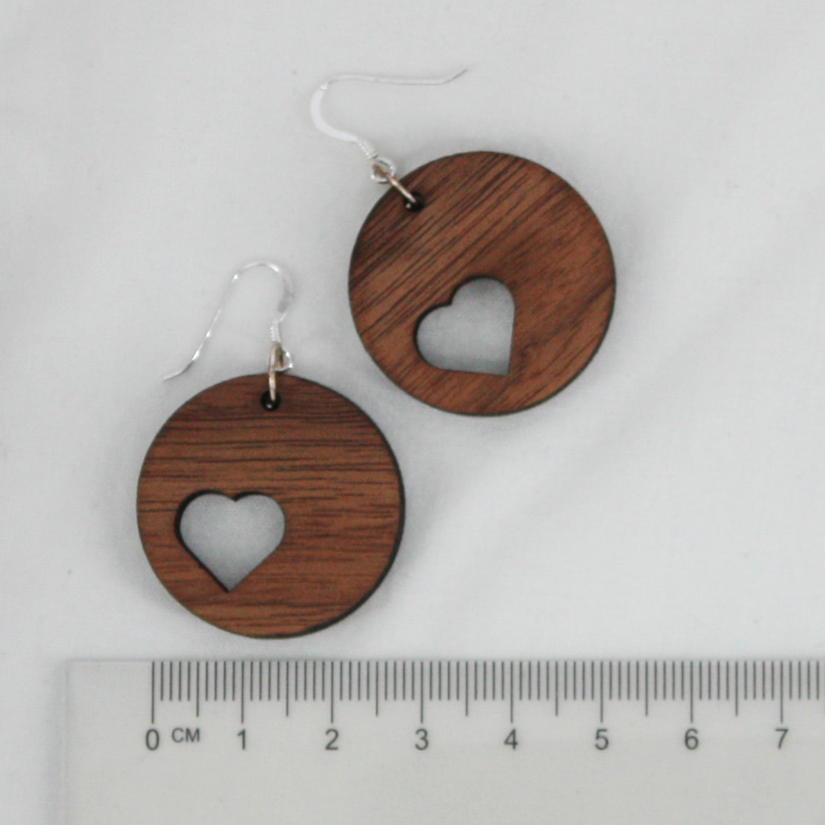 Heart Offset Circle Wood Earring