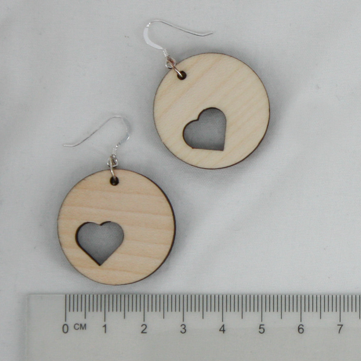 Heart Offset Circle Wood Earring