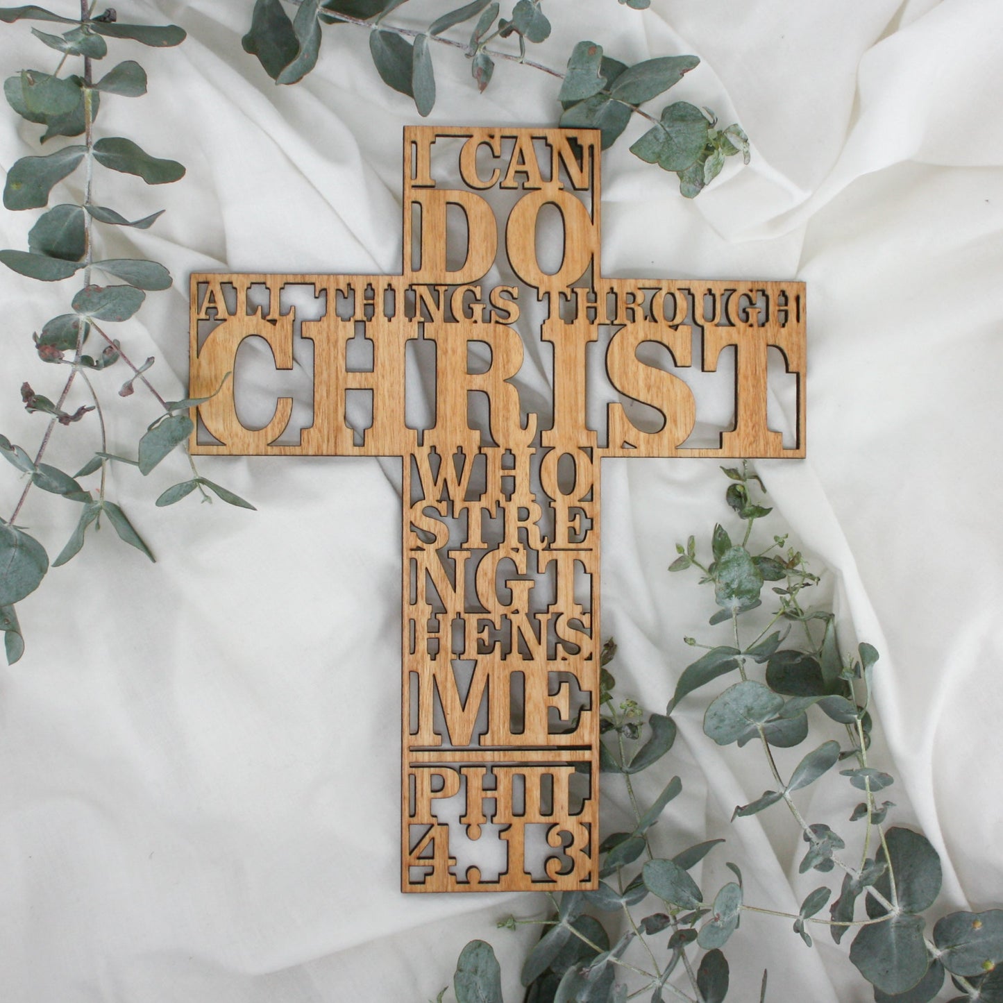 Philippians 4:13 Wooden Cross