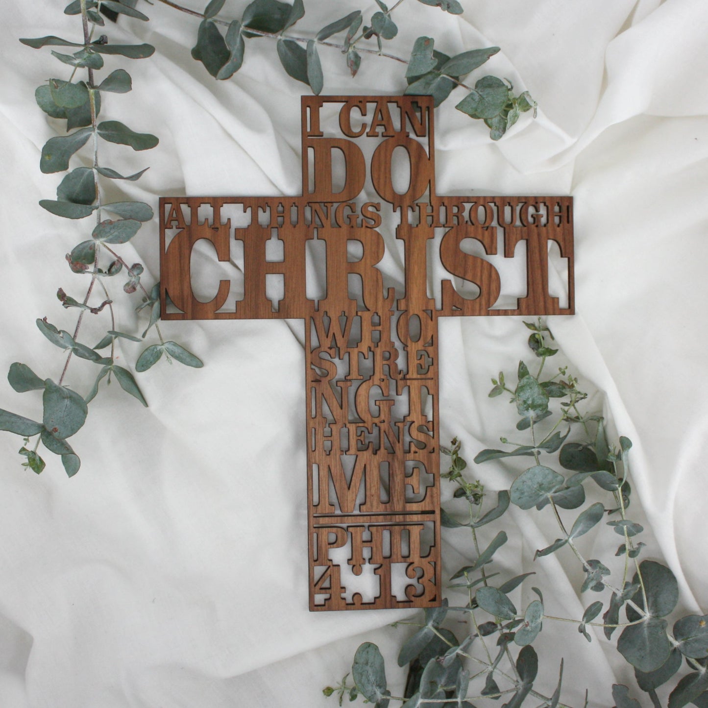 Philippians 4:13 Wooden Cross