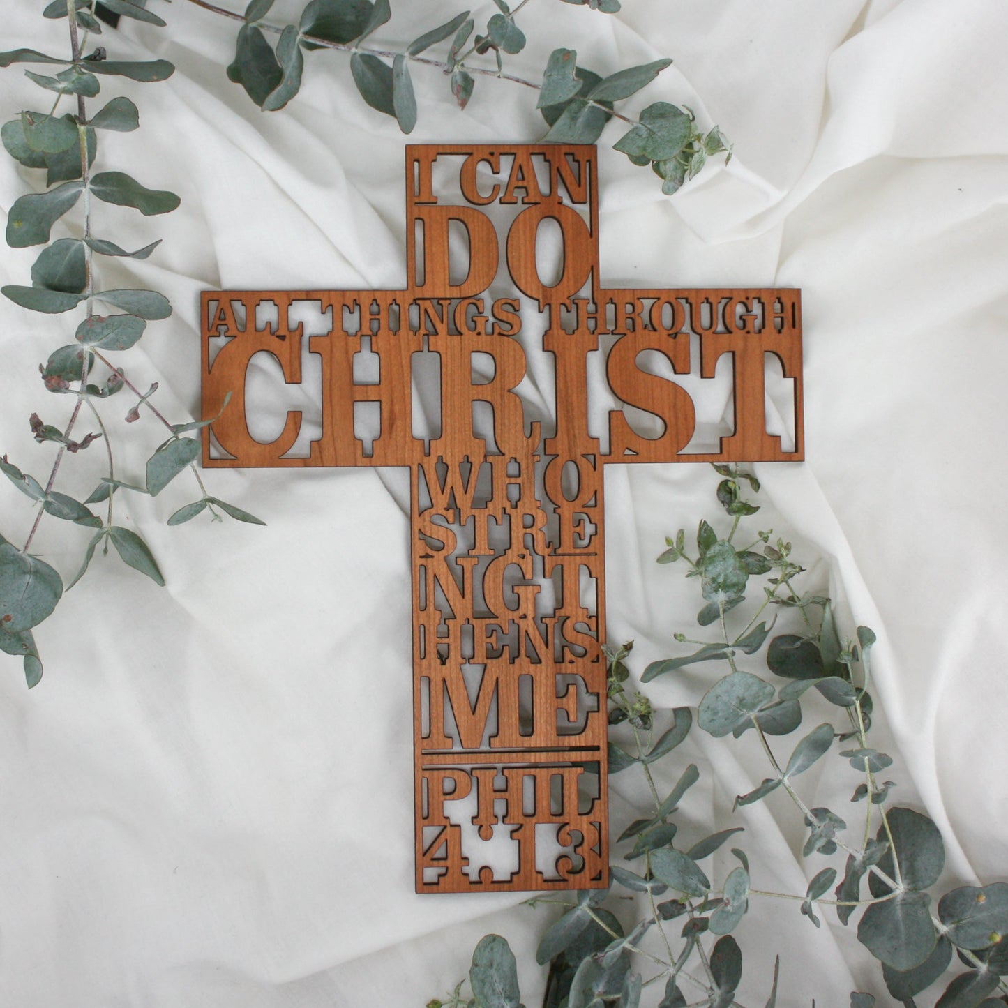 Philippians 4:13 Wooden Cross