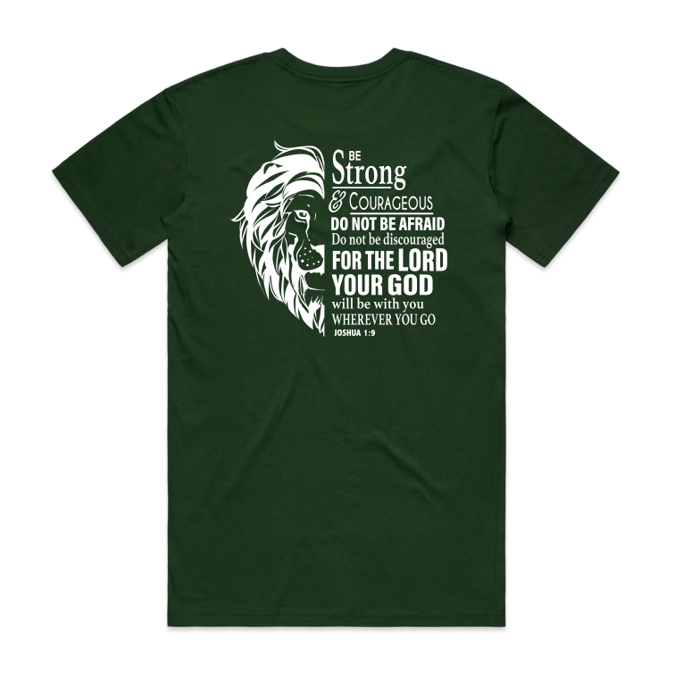 Joshua 1:9 Lion Back (Men's T-Shirt)