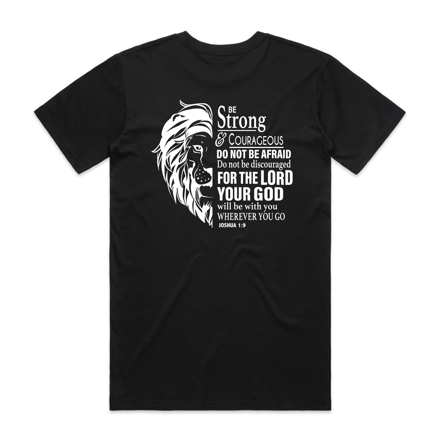 Joshua 1:9 Lion Back (Men's T-Shirt)