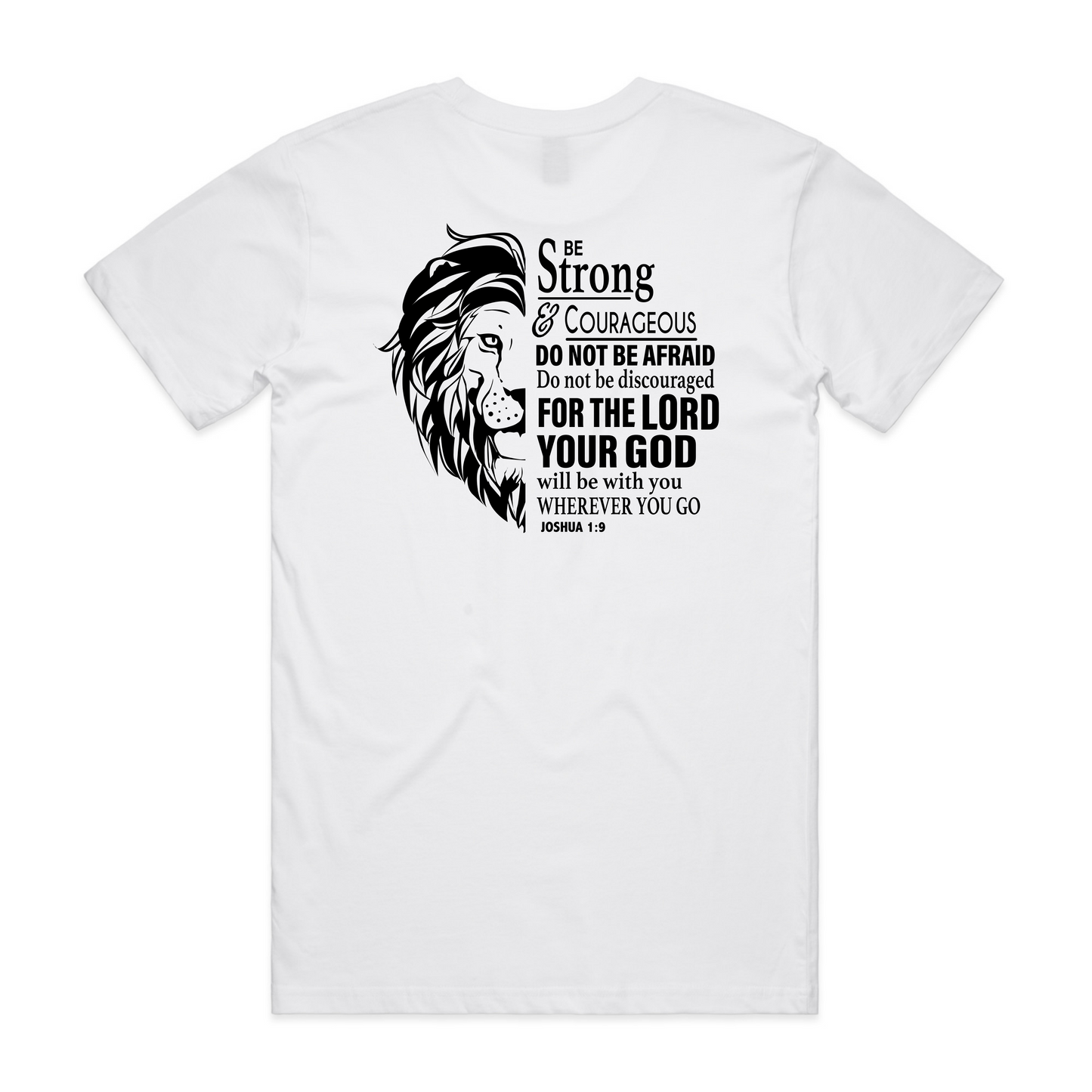 Joshua 1:9 Lion Back (Men's T-Shirt)