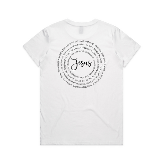 Names of Jesus BACK Print (Women's T-Shirt)