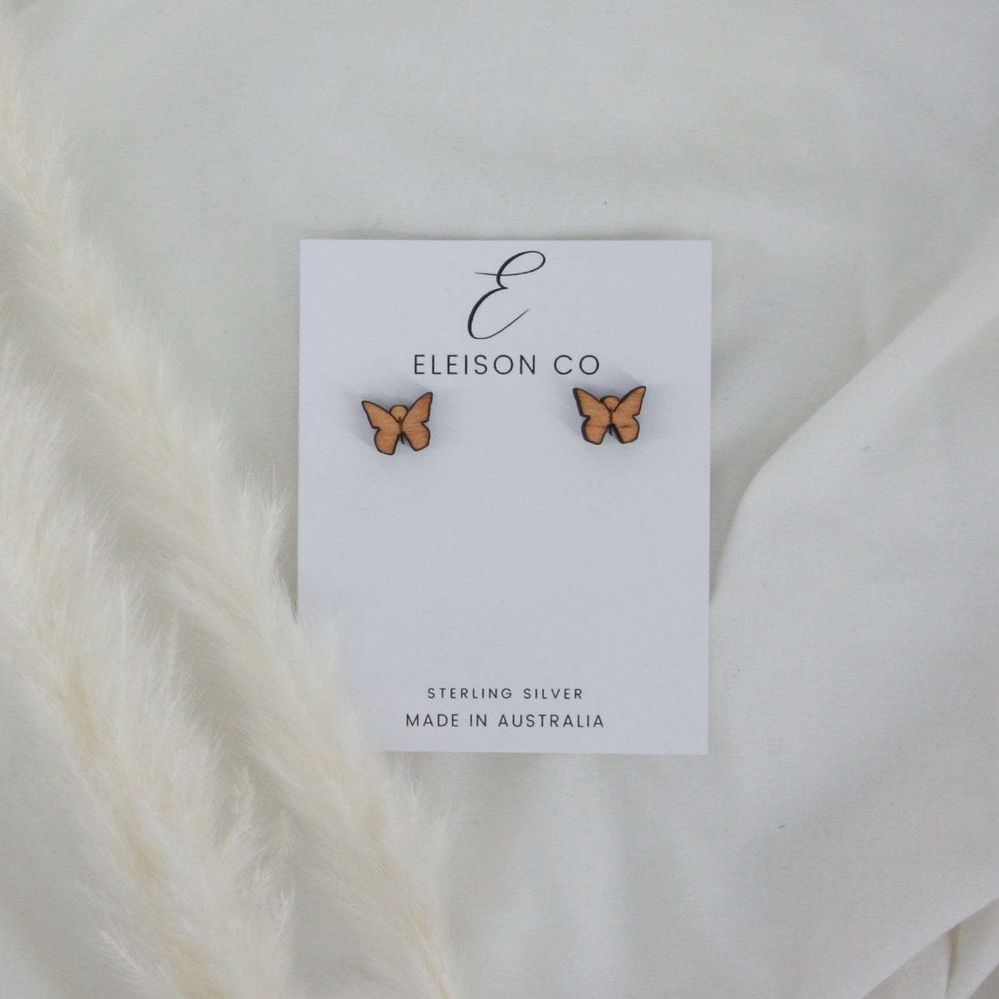 Butterfly Wood Earring Stud (Small  15x12mm)