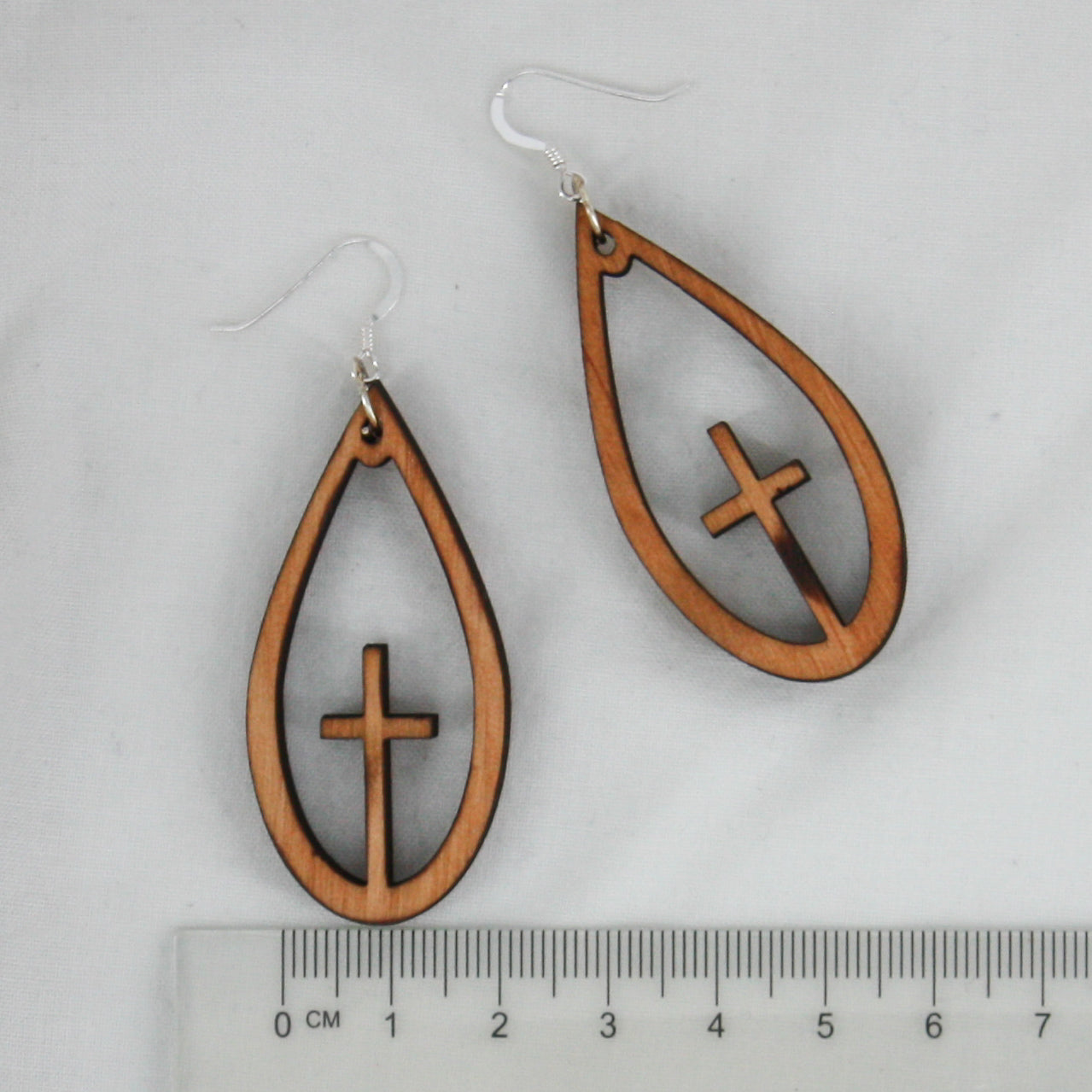 Wooden cross earrings deals