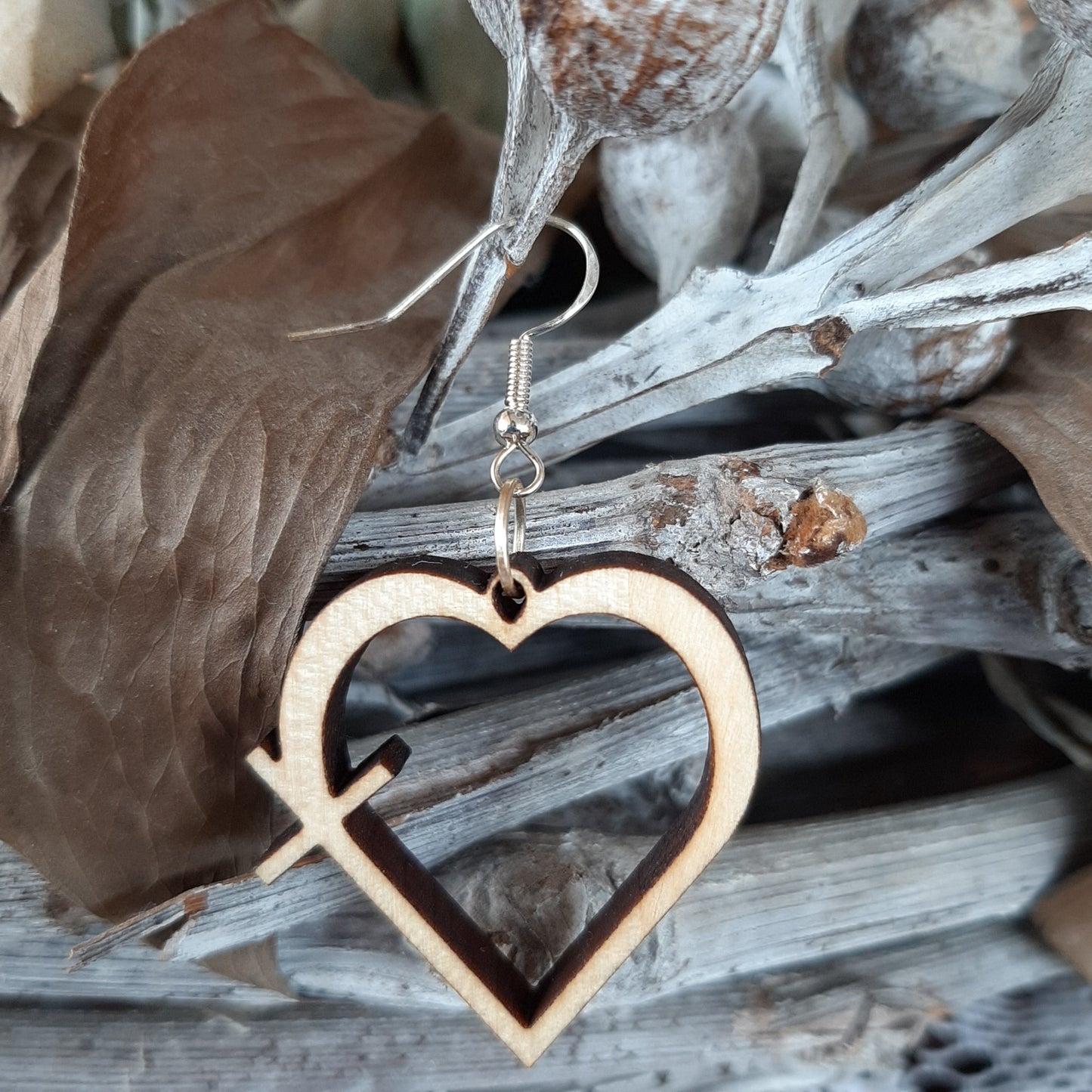 Classic Heart with Cross Earring