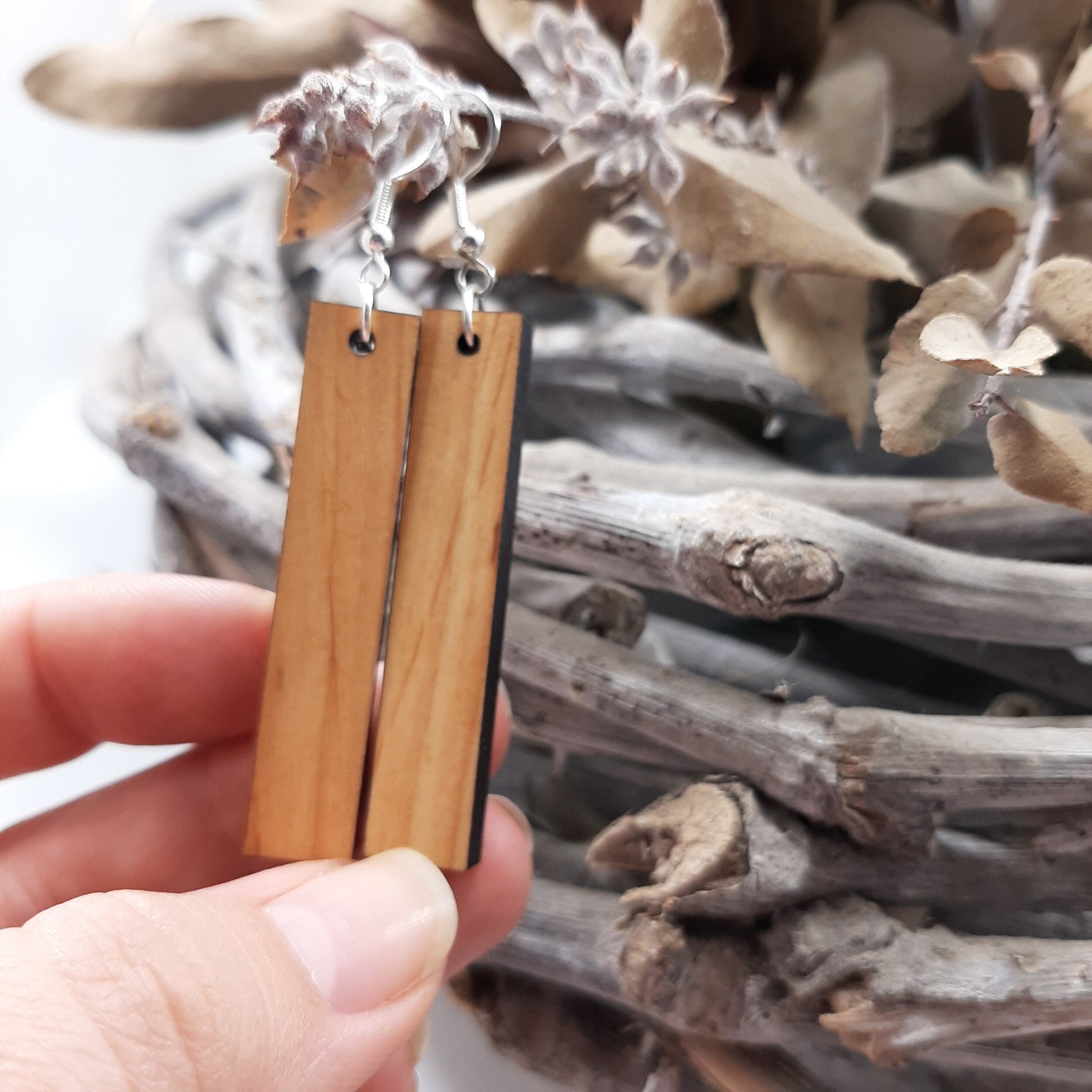 Long rectangle earrings deals