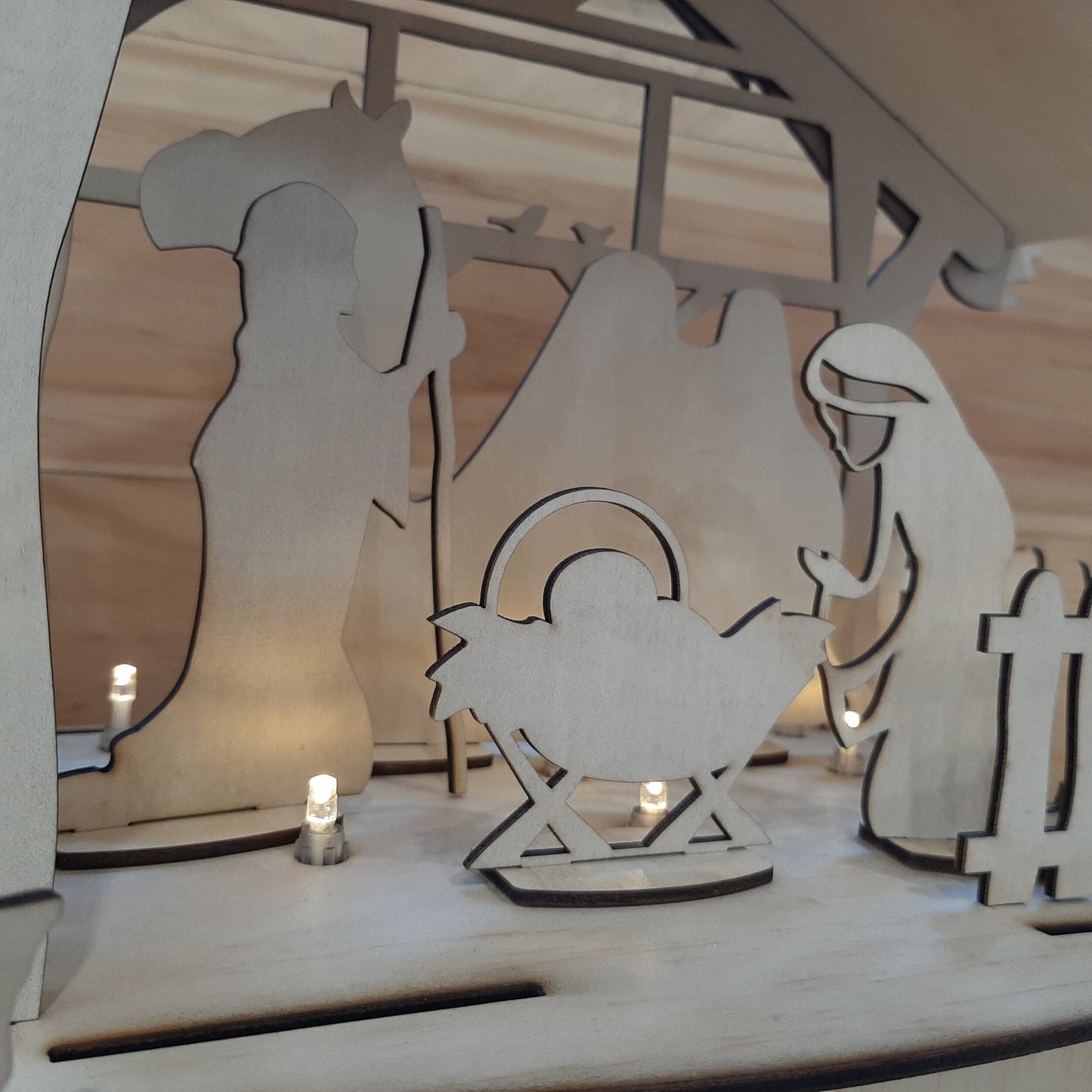 Rustic Decorative Nativity Scene - Plywood - 40cm Tall