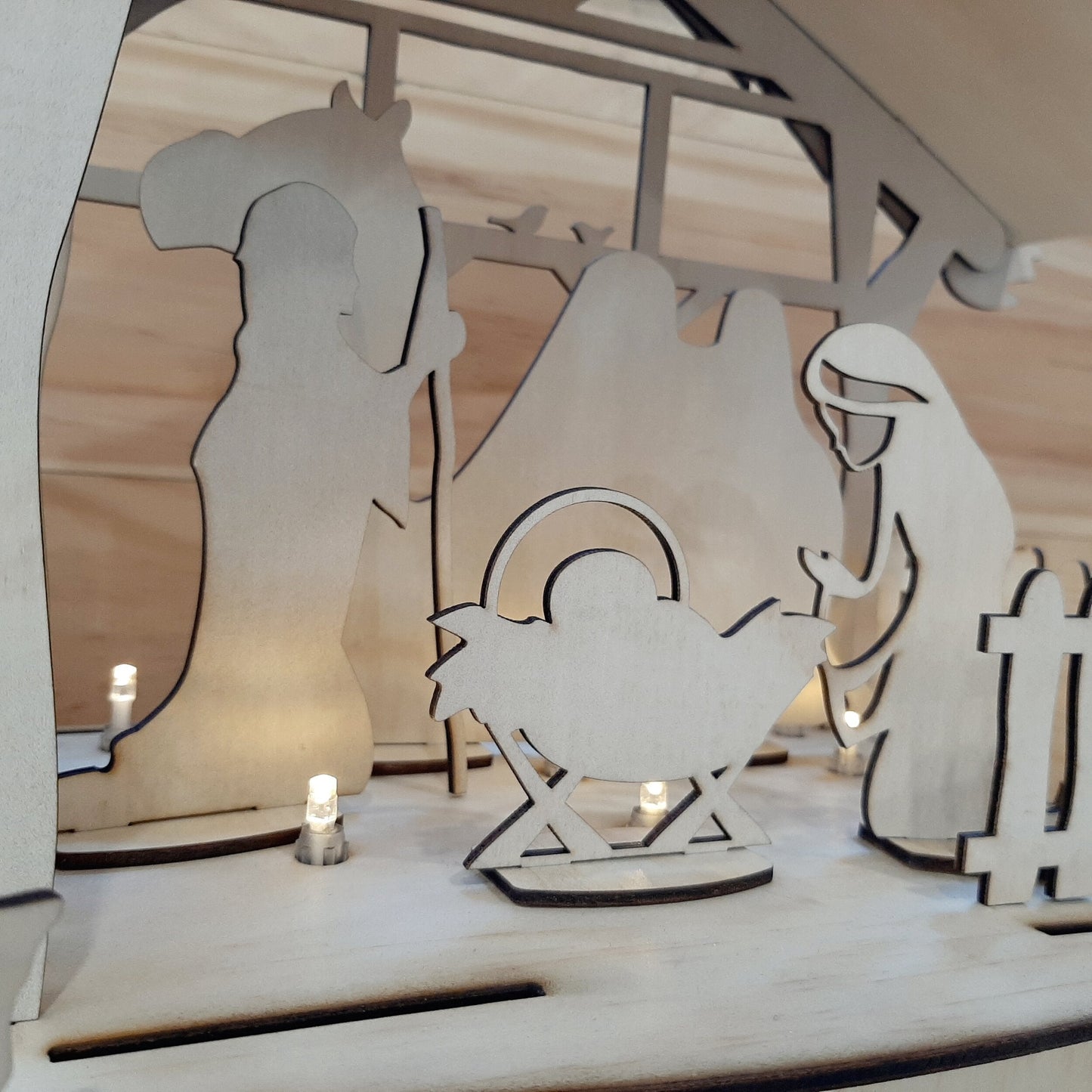 Rustic Decorative Nativity Scene - Plywood - 40cm Tall