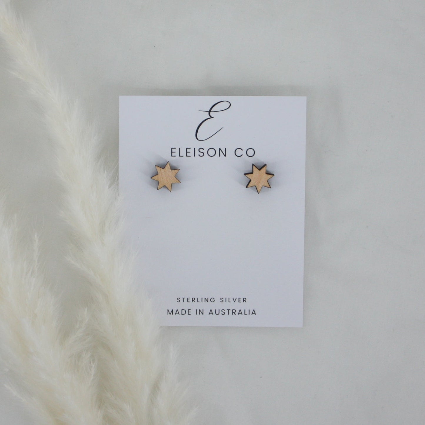Seven Point Star Stud Wood Earring (15mm)