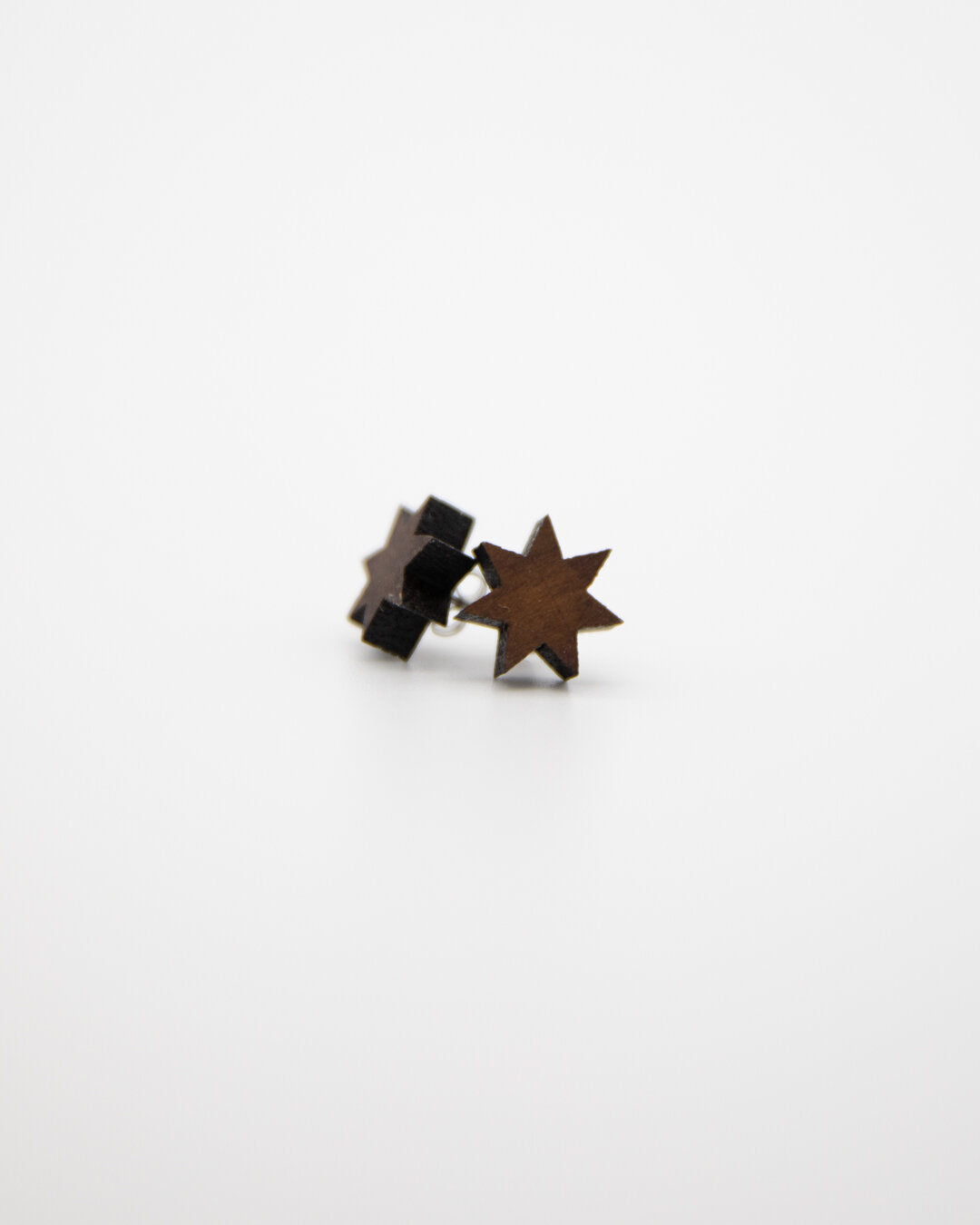 Seven Point Star Stud Wood Earring (15mm)