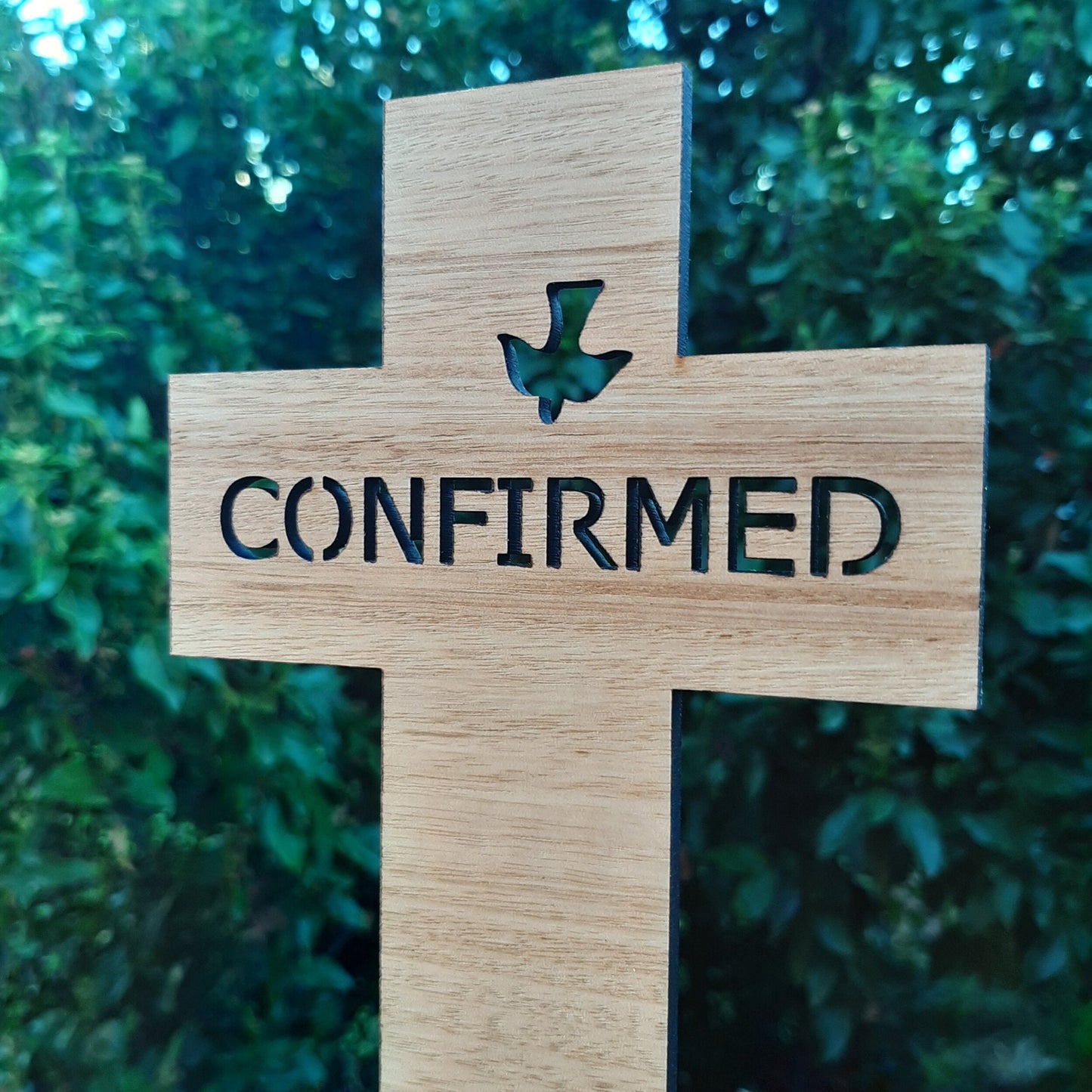 Wooden Confirmed Cross (Dove Design)