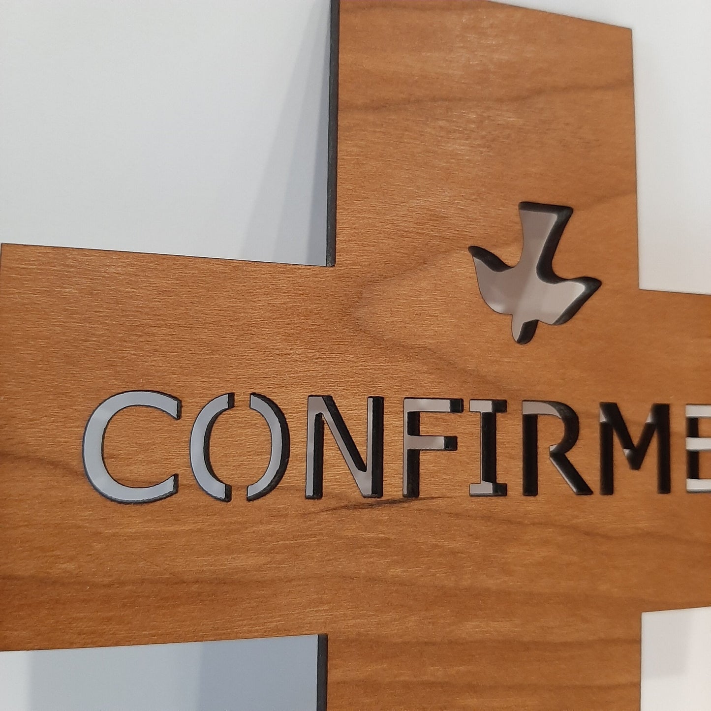 Wooden Confirmed Cross (Dove Design)